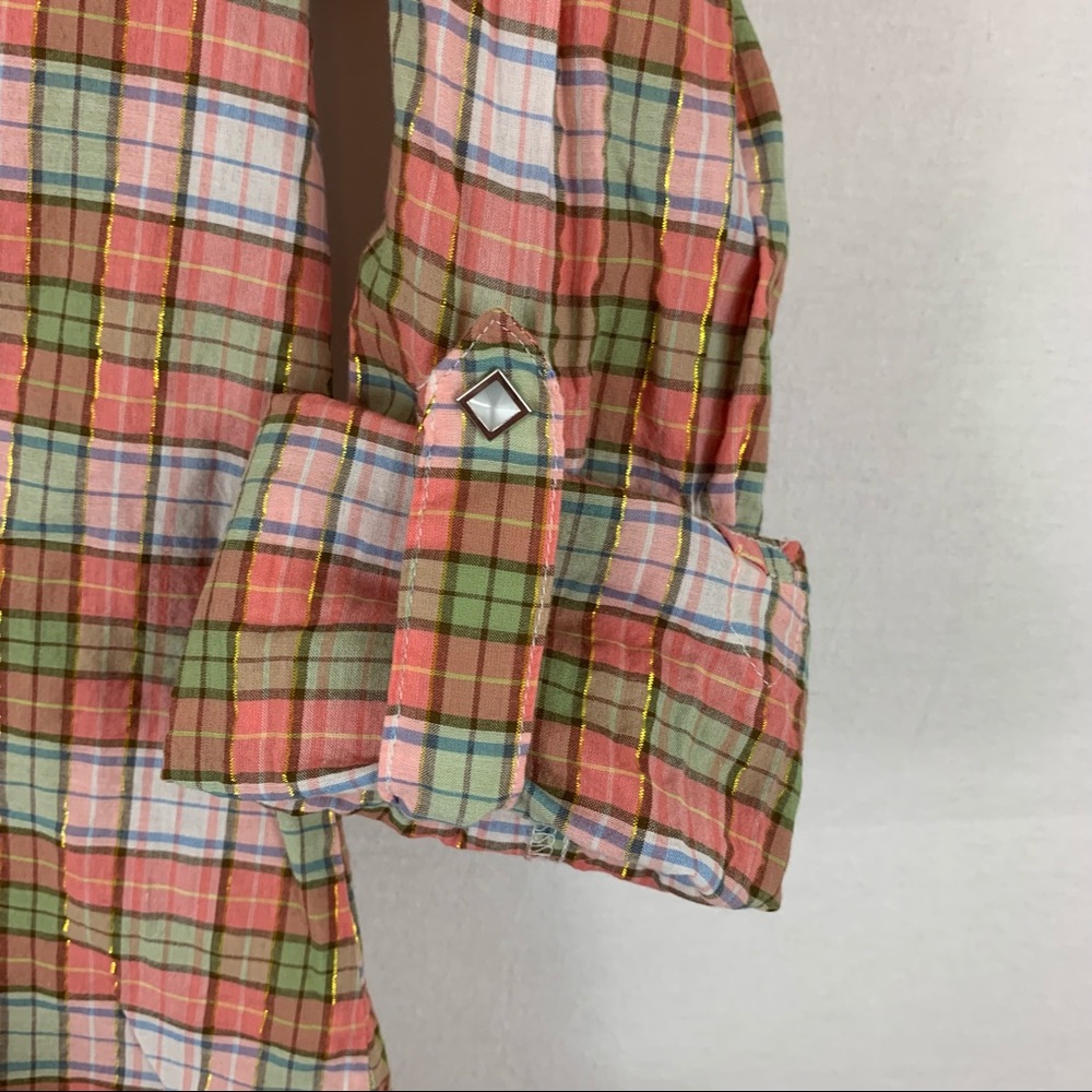 WRANGLER | Studded Western Plaid Button Down Top Womens Size S Small - Picture 3 of 7